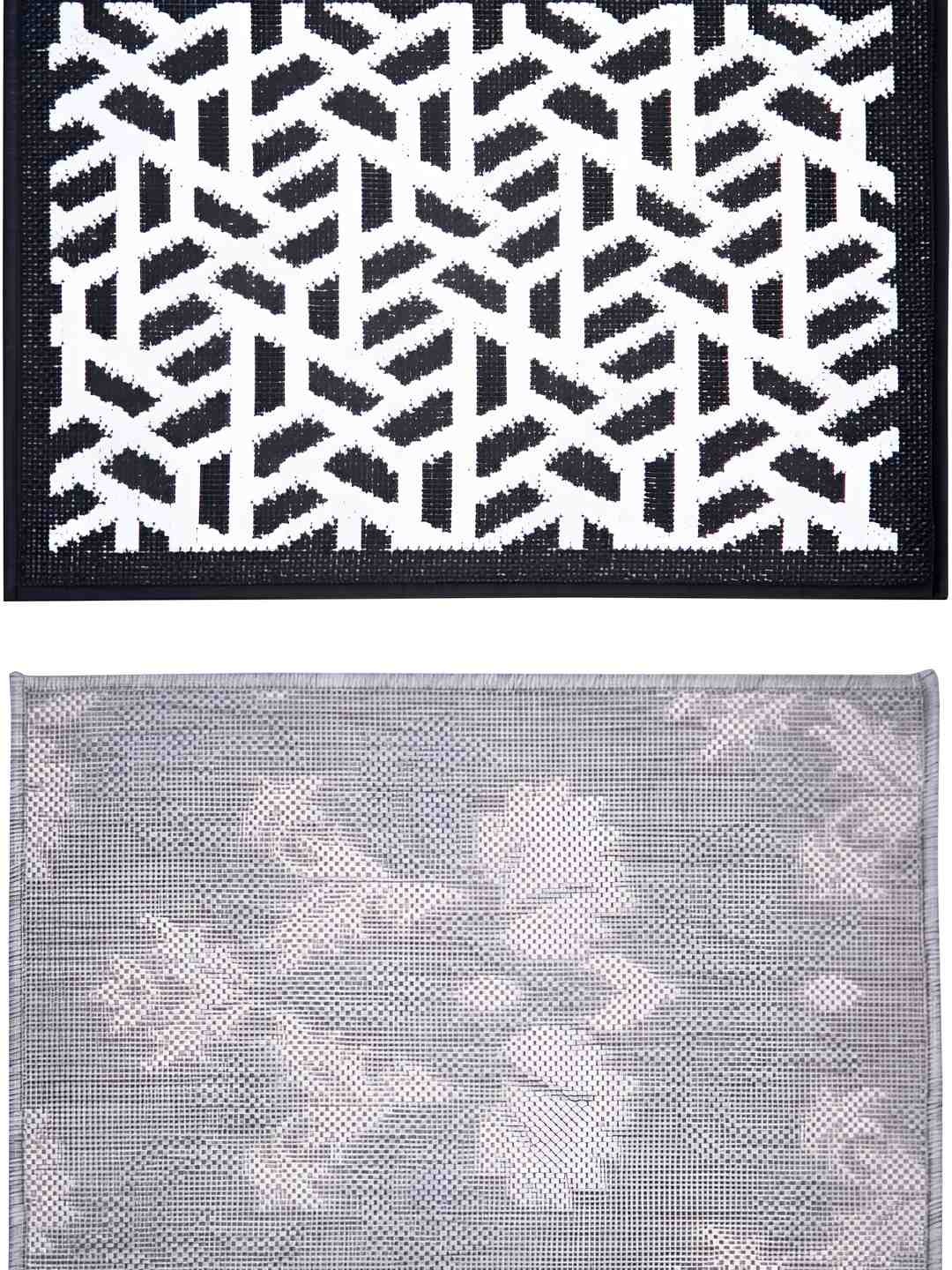 

Carpet Galore 2-Pcs Navy Blue & White Patterned Water-Resistant Door Mats