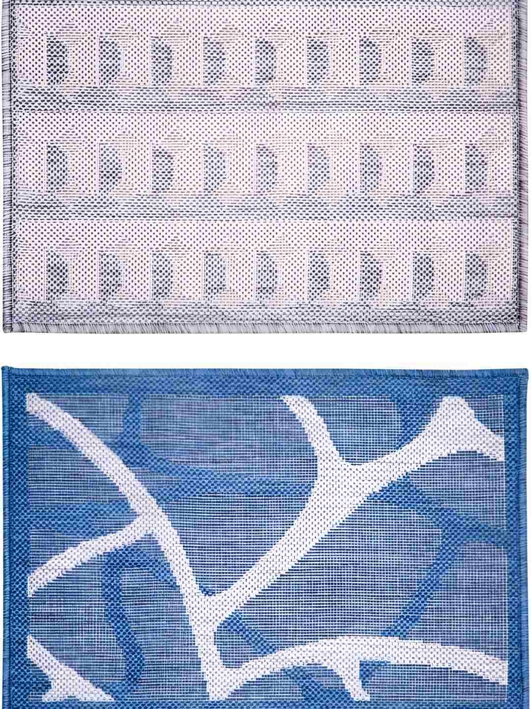 

Carpet Galore Grey & Blue 2 Pieces Self Design Anti-Skid Doormats