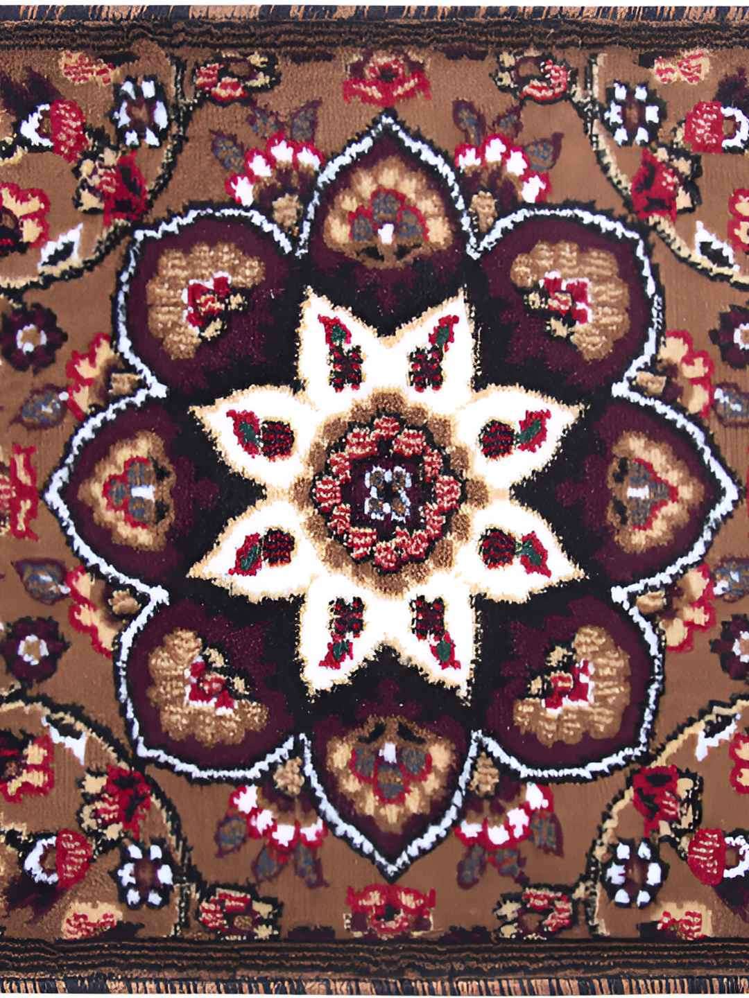 

Carpet Galore GoldToned and Brown Ethnic Motif Printed Water Resistant Floor Mat, Gold