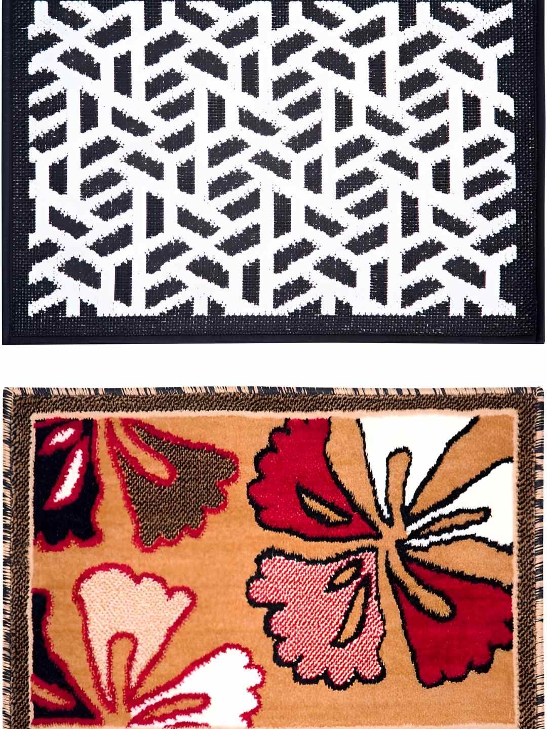 

Carpet Galore Black & Red 2 Pieces Self-Design Anti-Skid Doormats