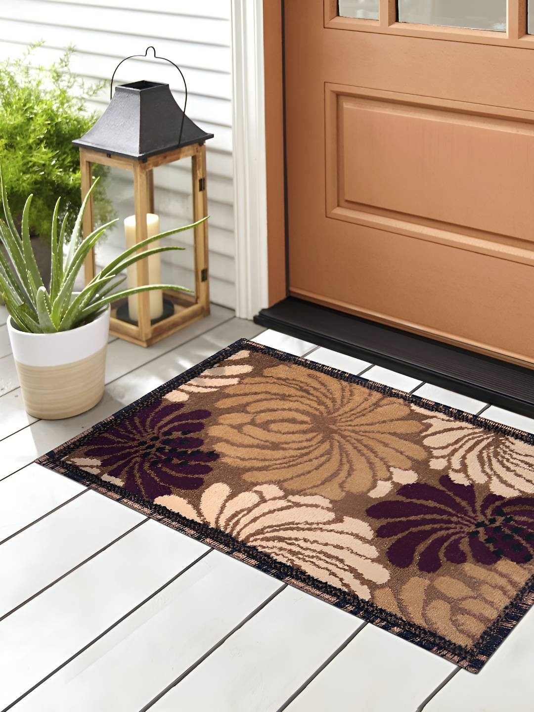 

Carpet Galore Brown & Beige Self Design Anti Skid Rectangle Doormat