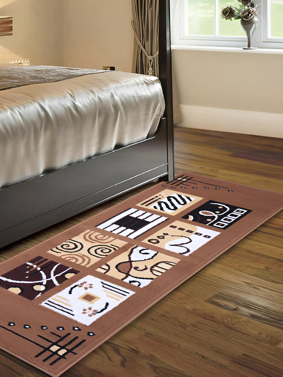 

Carpet Galore Brown Geometric Printed Water Resistant Floor Mat, Gold