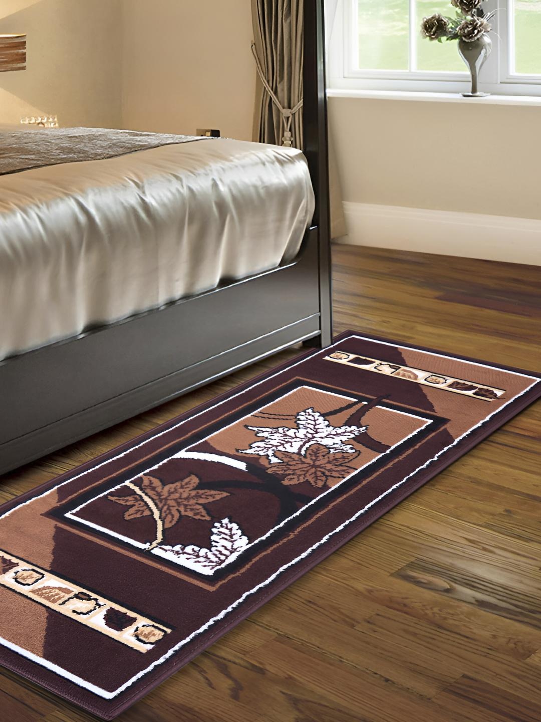 

Carpet Galore Brown and White Floral Printed Water Resistant Floor Mat