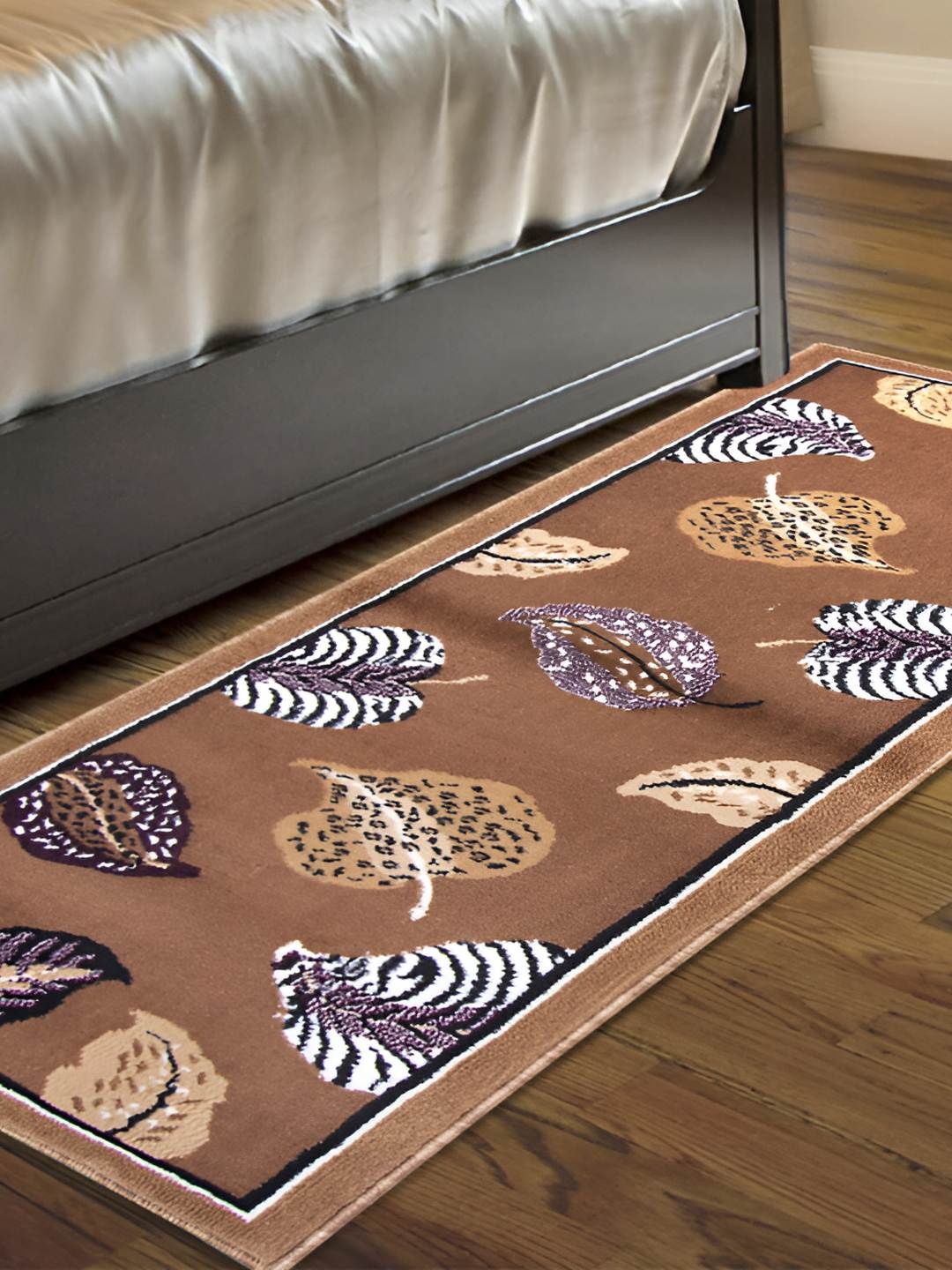 

Carpet Galore GoldToned and Brown Floral Printed Water Resistant Floor Mat, Gold