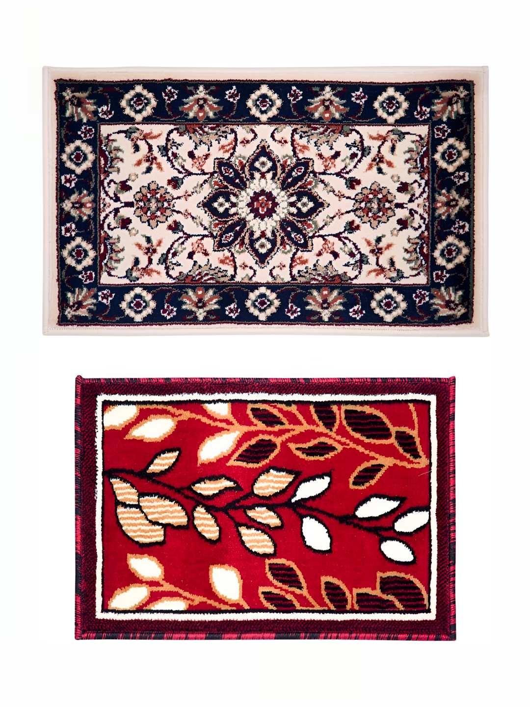 

Carpet Galore Beige & Red 2 Pieces Self-Design Anti-Skid Doormats