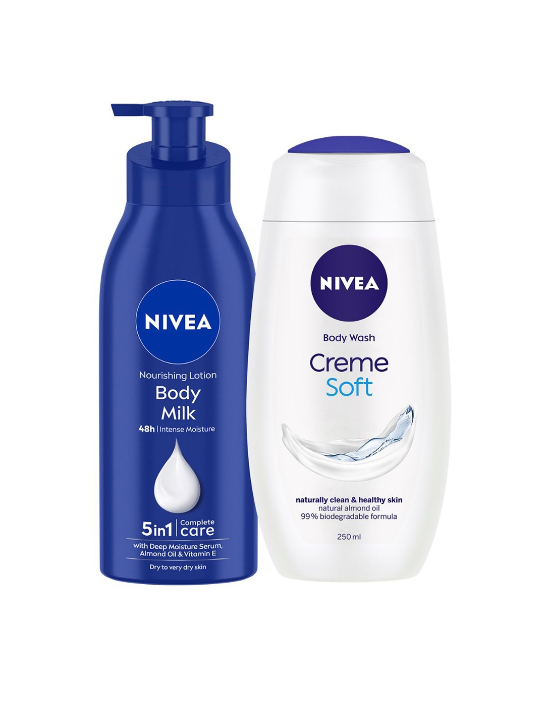 

Nivea Set of Body Milk Body Lotion and Creme Soft Body Wash - 400ml + 250ml, White