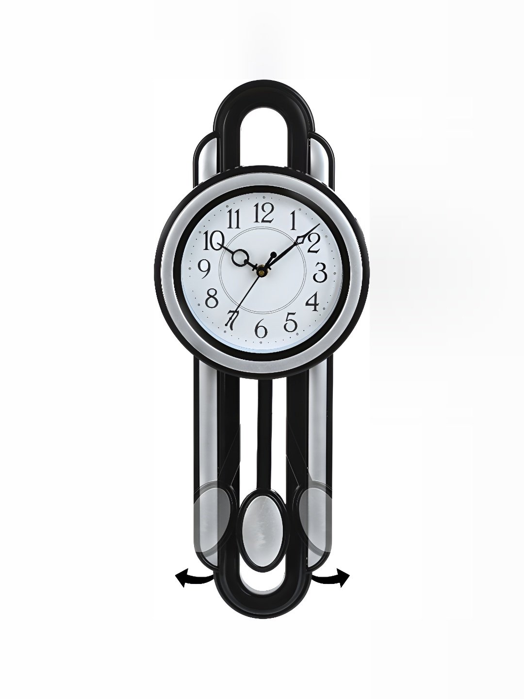 

Attractionz Att'z Silver Toned & Black Contemporary Analogue Pendulum Wall Clock