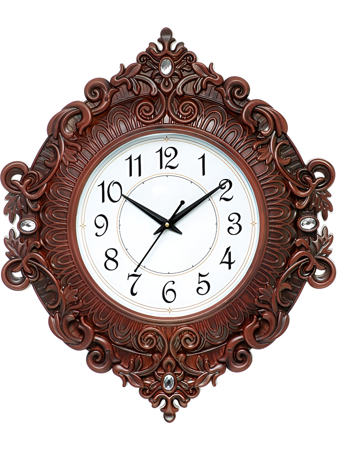 

Attractionz Brown & White Textured Contemporary Round Analogue Wall Clock
