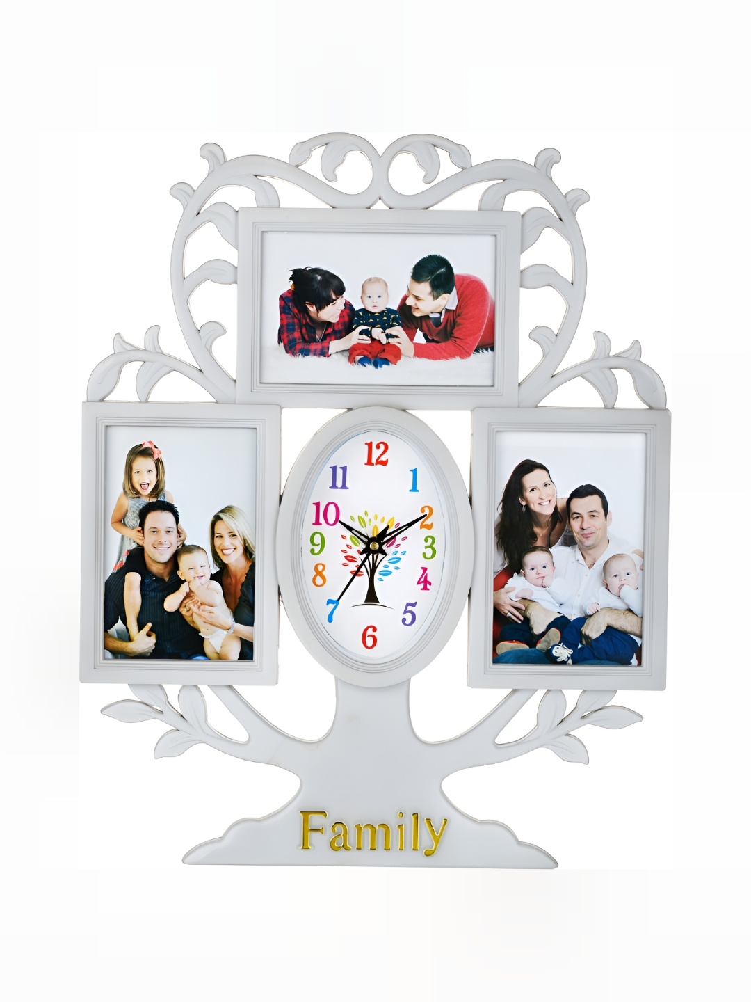 

Attractionz White Oval Textured Analogue Wall Clock