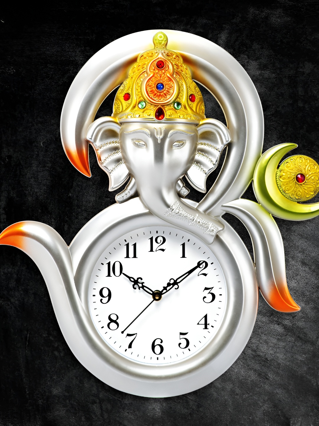 

Attractionz Silver-Toned Round Contemporary Ganesh Wall Clock