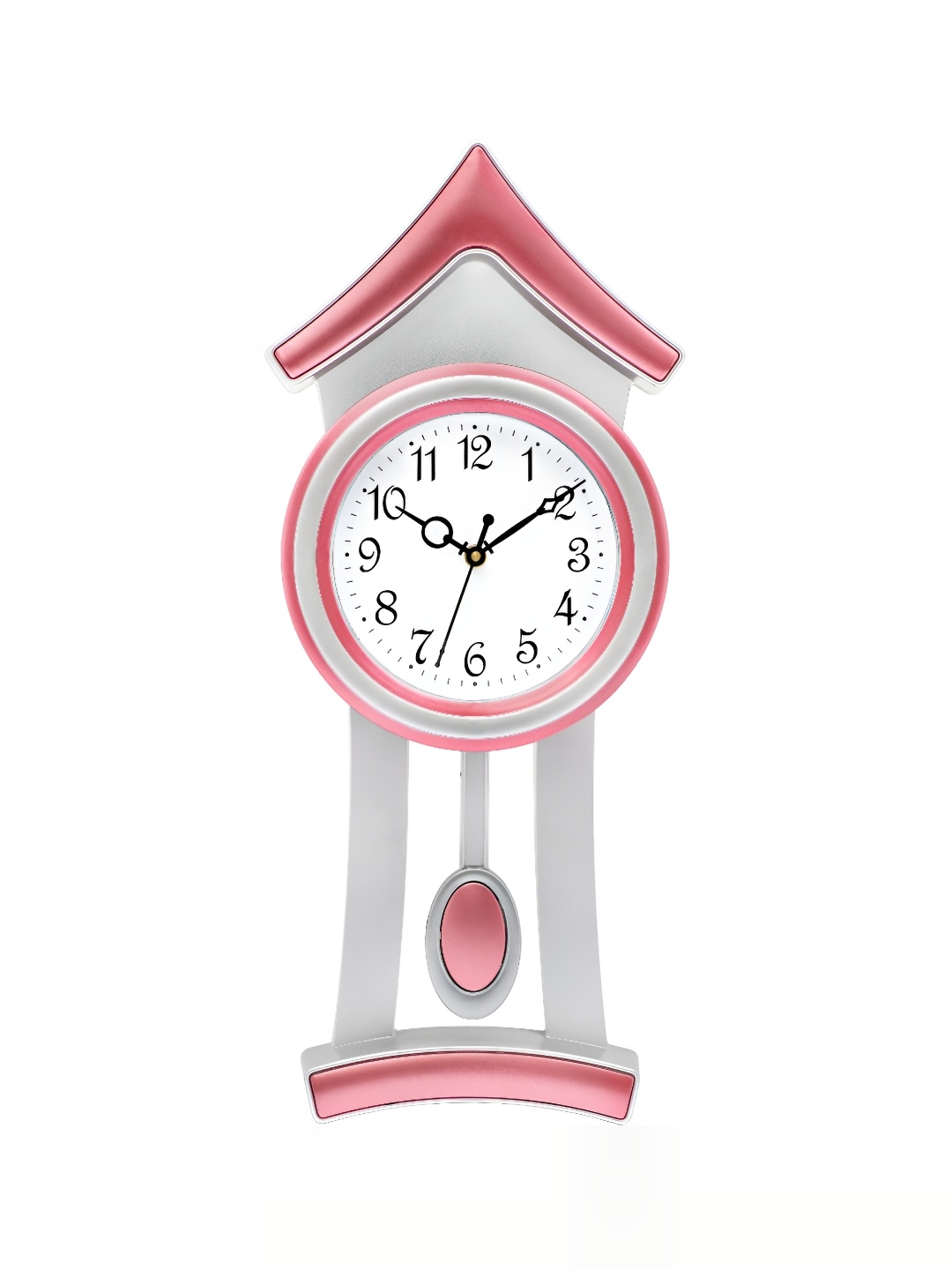 

Attractionz Pink & Silver Toned Round Pendulum Analogue Wall Clock