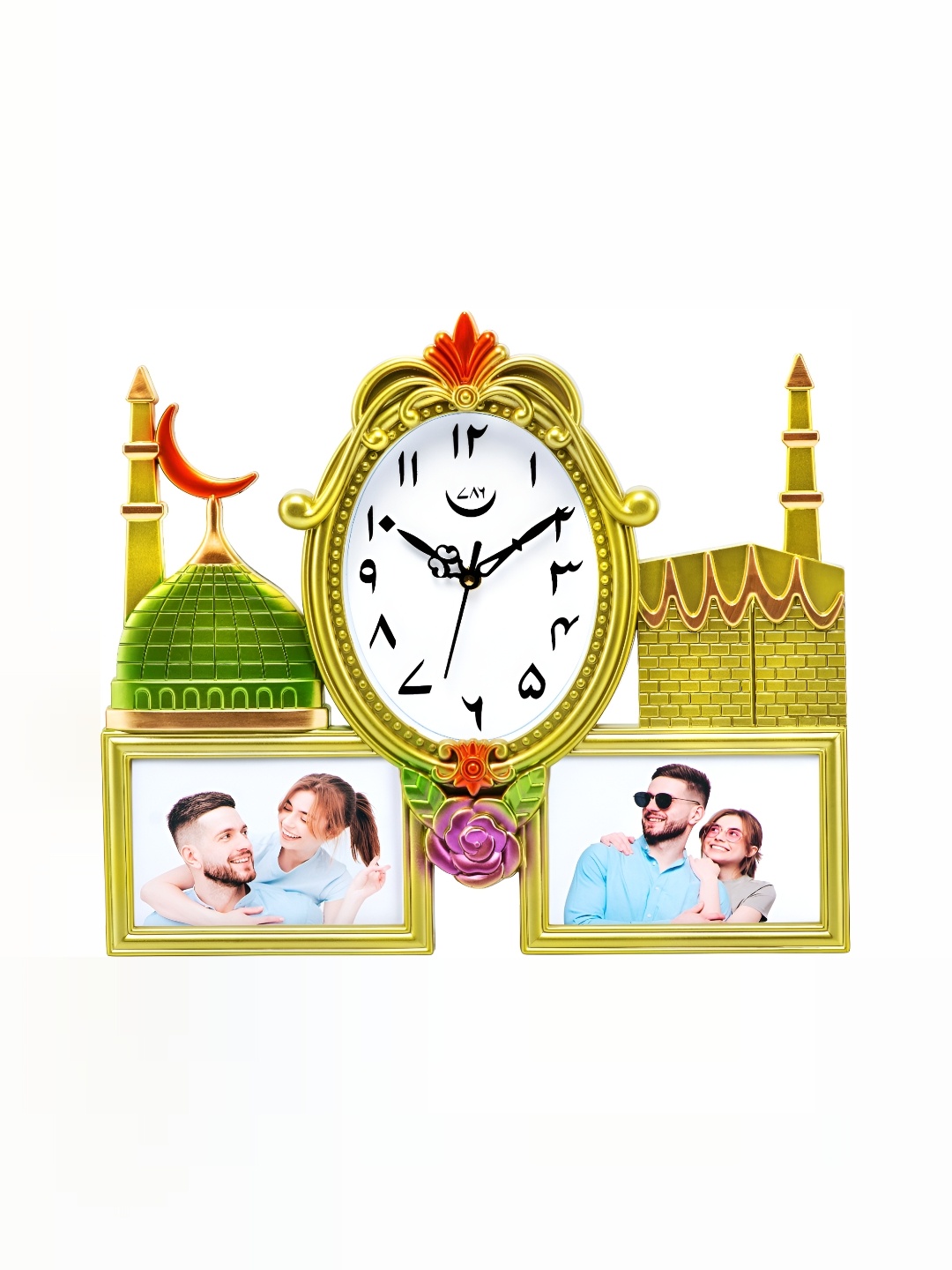 

Attractionz Gold Toned & White Oval Printed Analogue Wall Clock