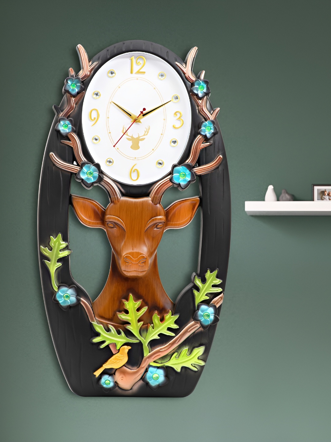 

Attractionz Black Round Embellished Contemporary Analog Wall Clock