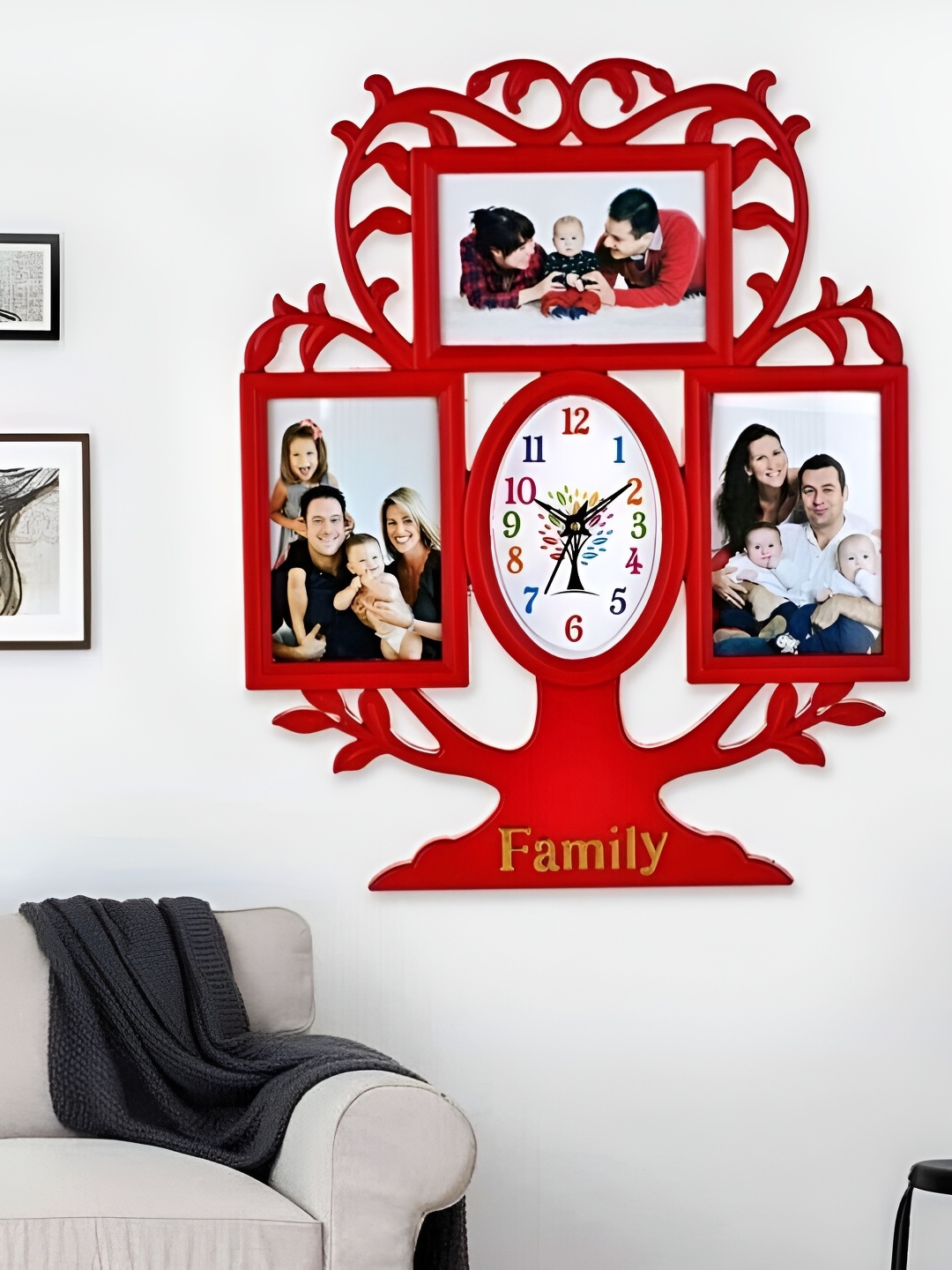 

Attractionz Red Oval Textured Analogue Wall Clock