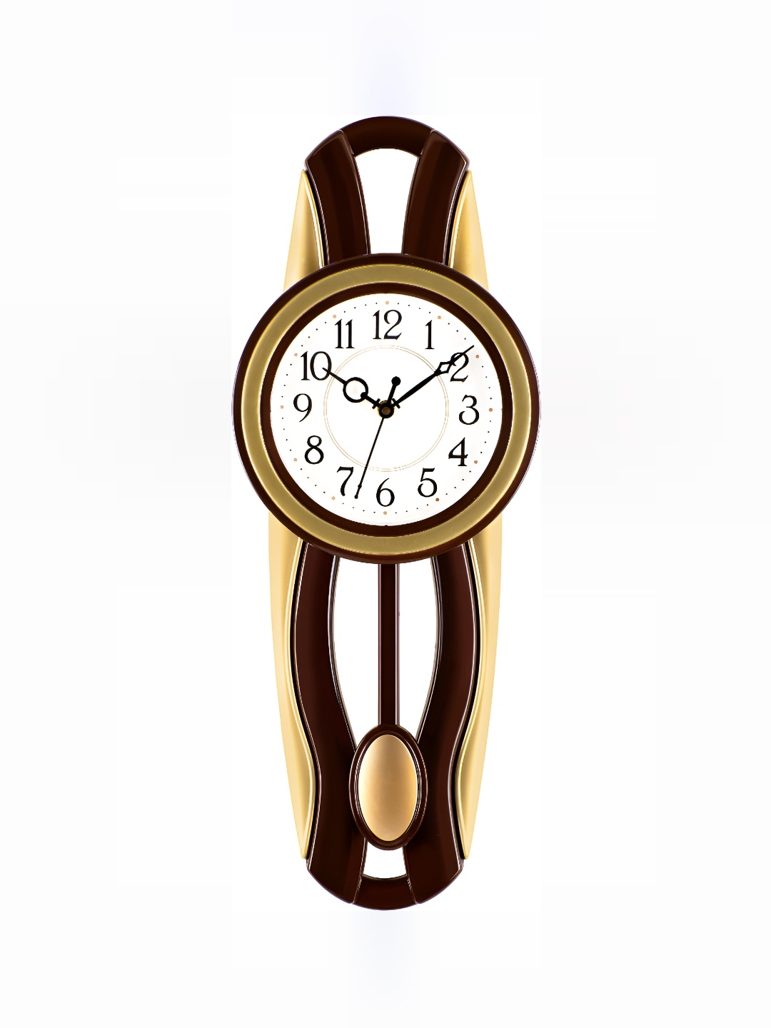 

Attractionz Gold-Toned Round Contemporary Pendulum Wall Clock