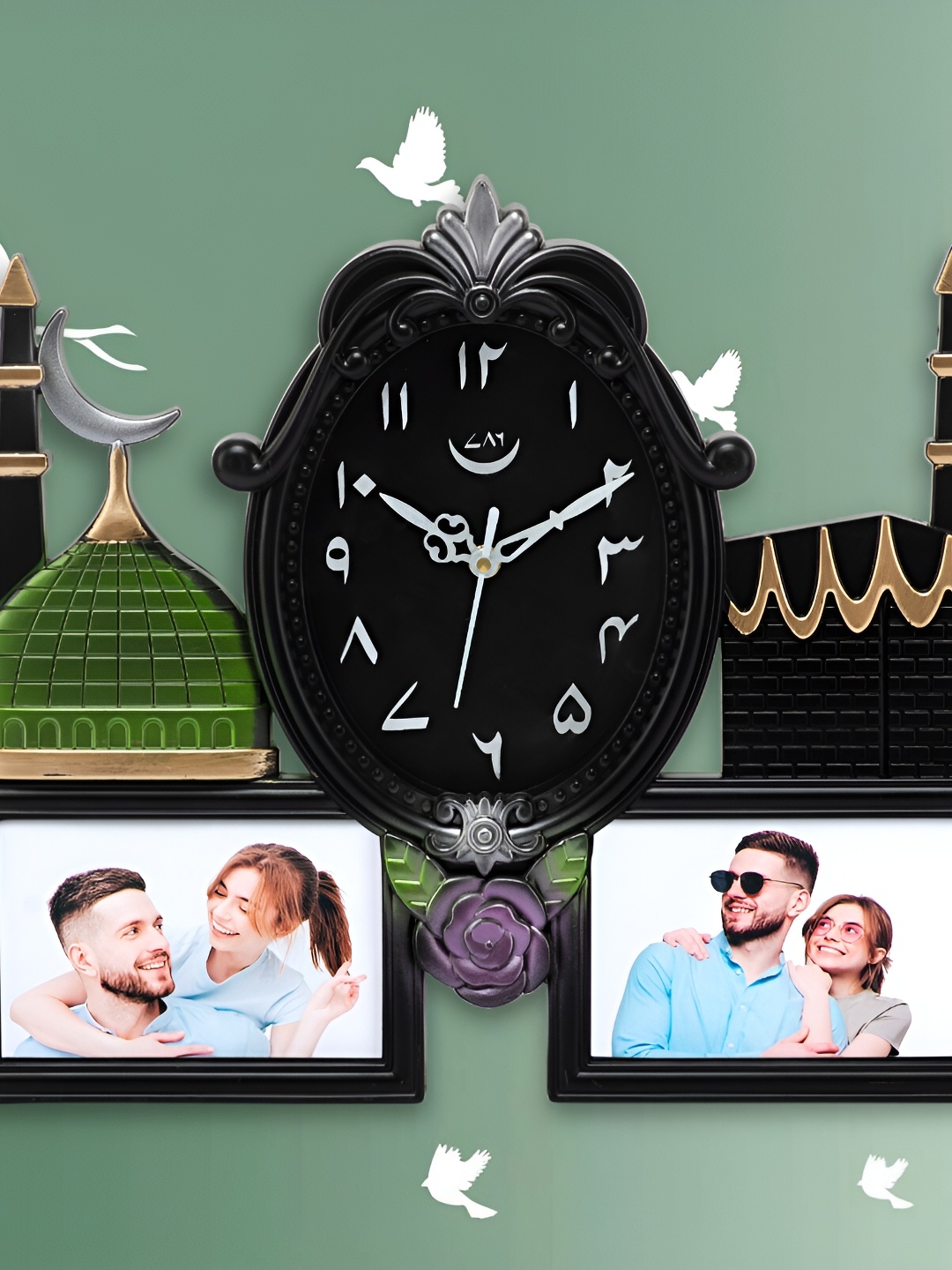 

Attractionz Black oval Printed Analogue Wall Clock