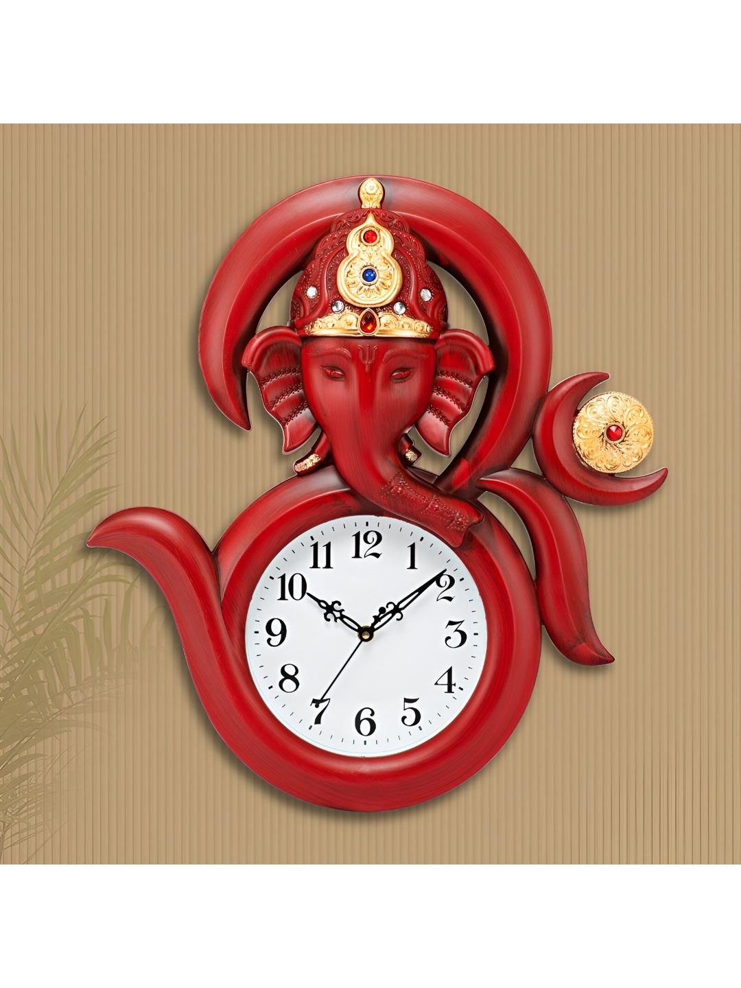 

Attractionz Red Round Traditional Textured Analog Wall Clock