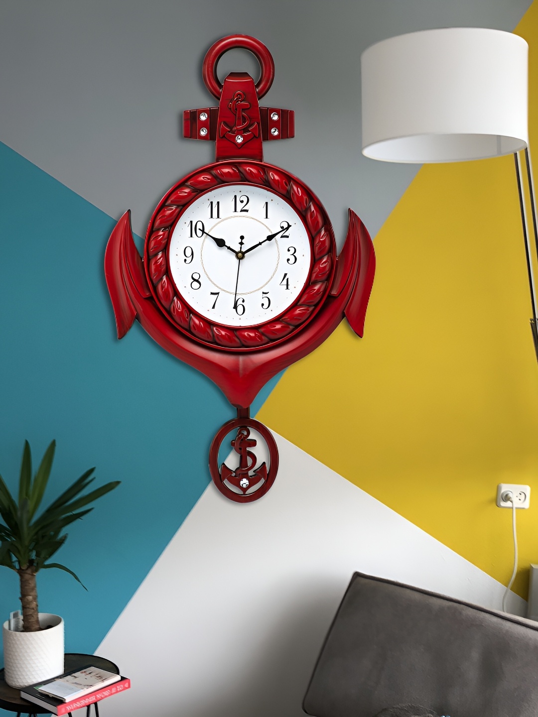 

Attractionz Red Round Contemporary Pendulum Wall Clock