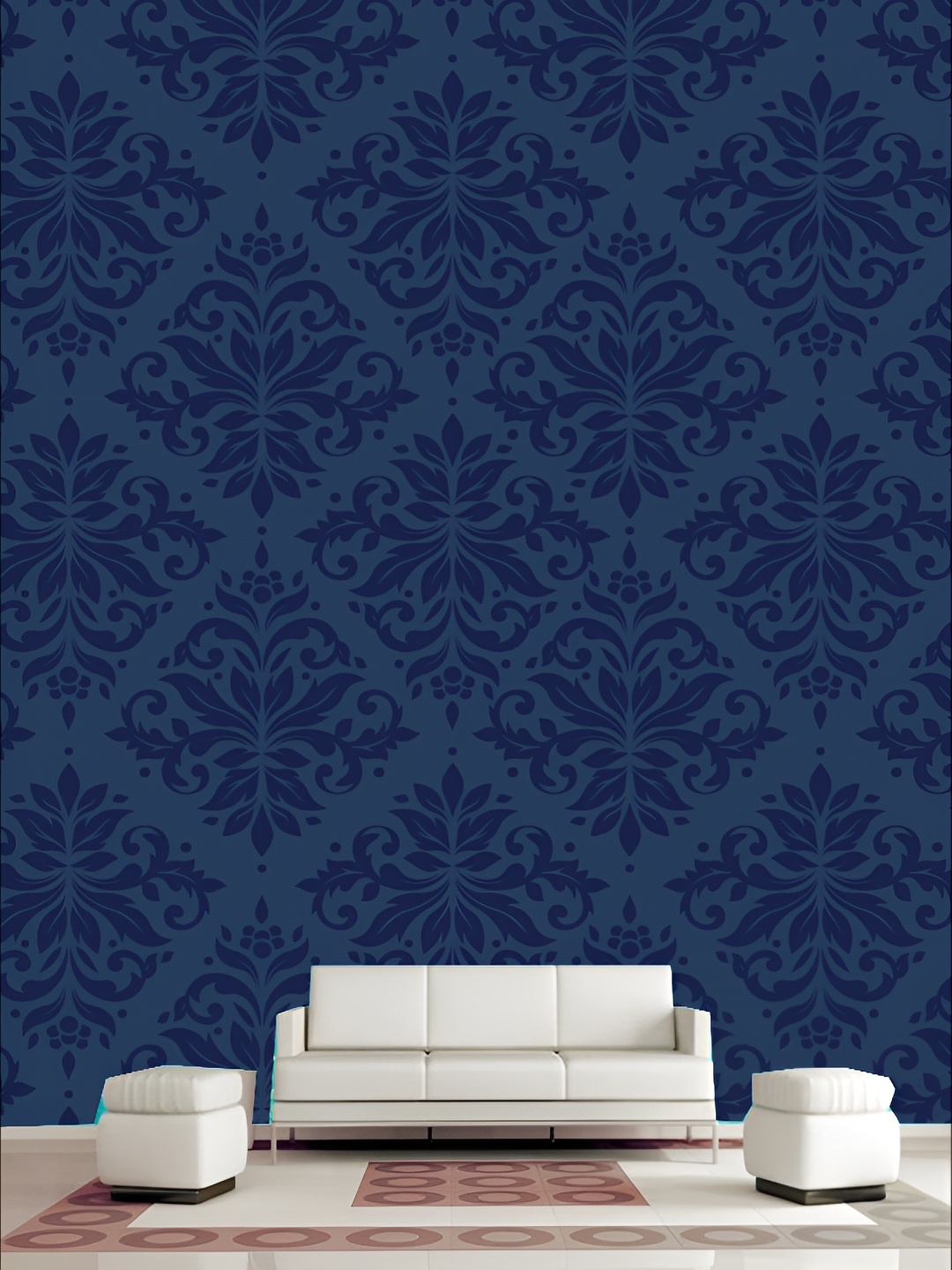 

KSHIRSA Navy Blue Ethnic Motifs Printed Self-Adhesive Laminated Wallpaper Sticker