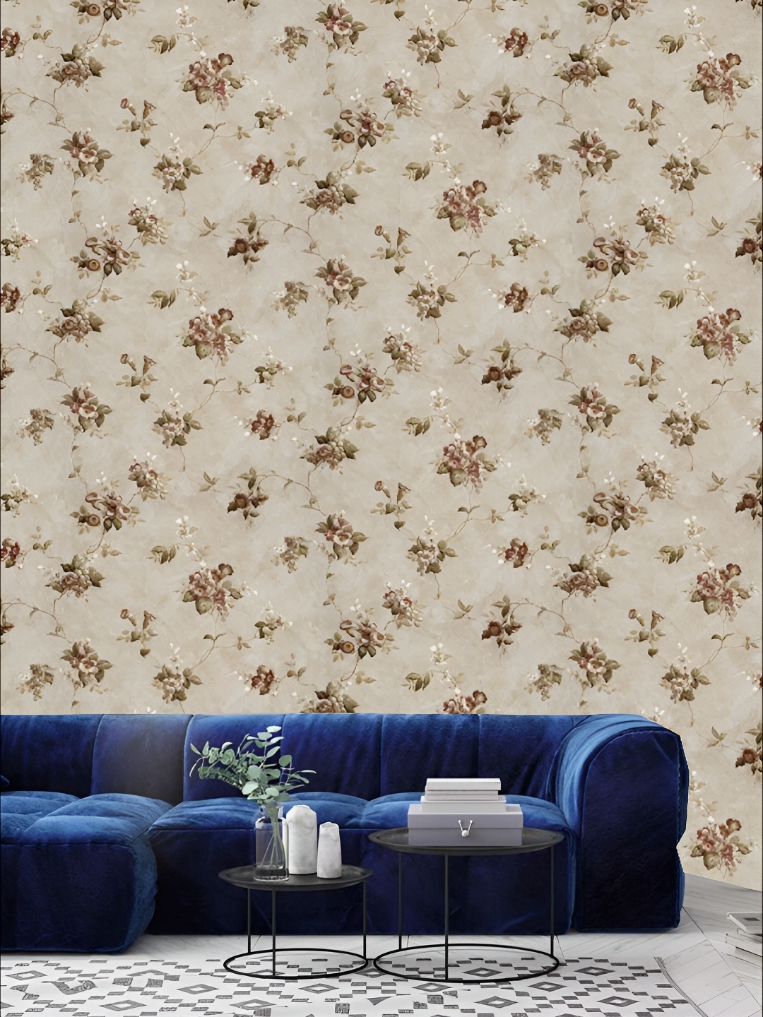 

KSHIRSA Brown Floral Printed Self-Adhesive Laminated Wallpaper Sticker