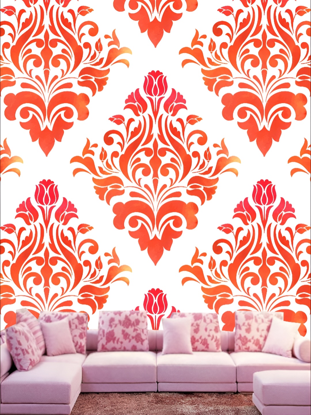 

KSHIRSA White & Red Ethnic Motifs Printed Self-Adhesive Laminated Wallpaper Sticker