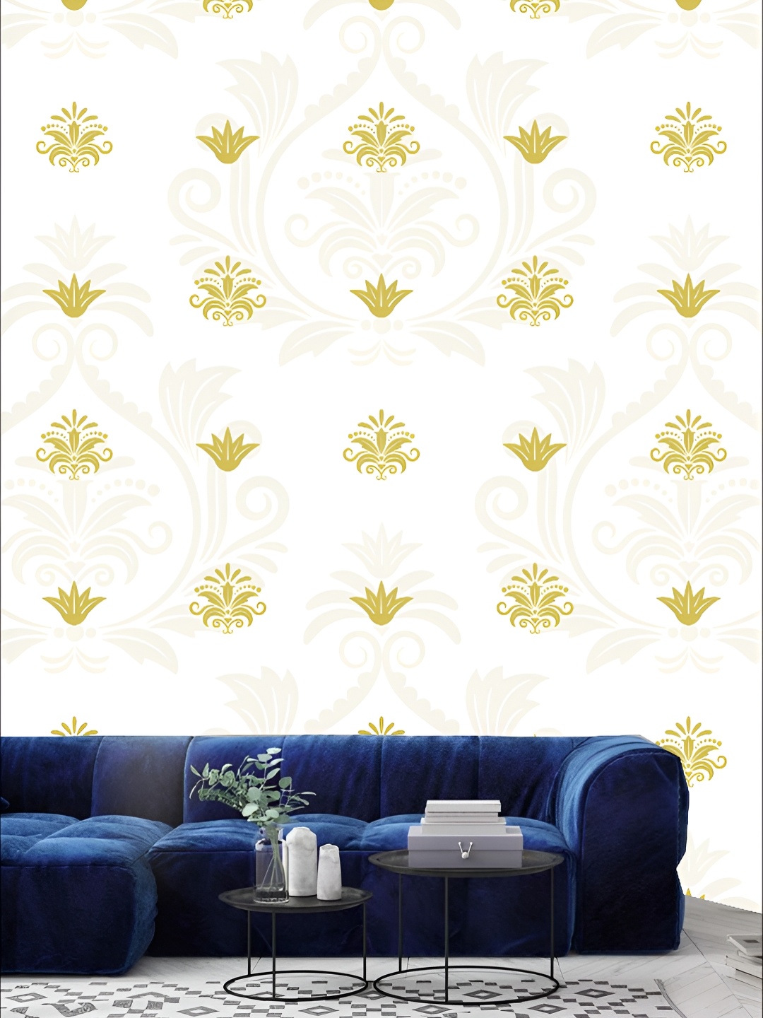 

KSHIRSA White & Yellow Ethnic Motifs Printed Self-Adhesive Laminated Wallpaper Sticker