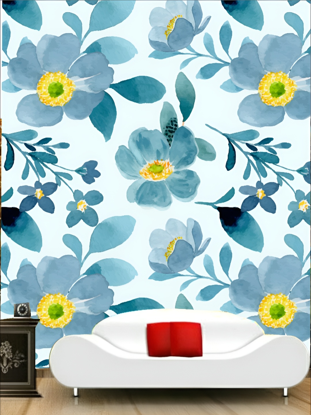 

KSHIRSA Blue & Yellow Floral Printed Self-Adhesive Laminated Wallpaper Sticker