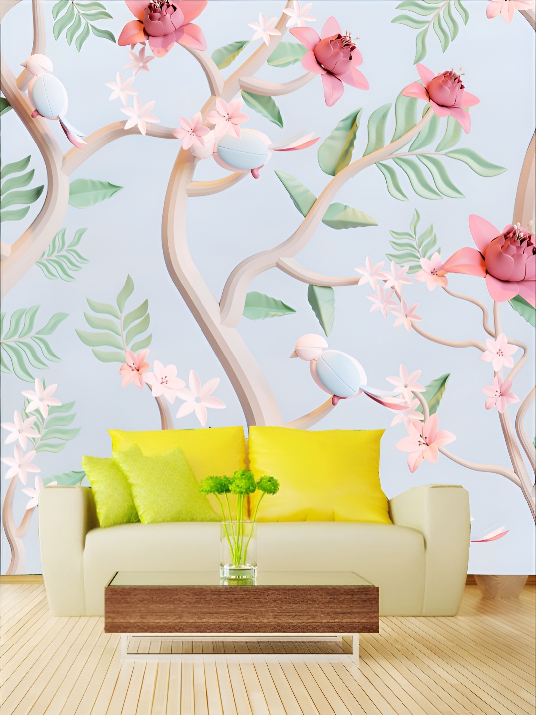 

KSHIRSA Blue & Brown Floral Printed Self-Adhesive Laminated Wallpaper Sticker