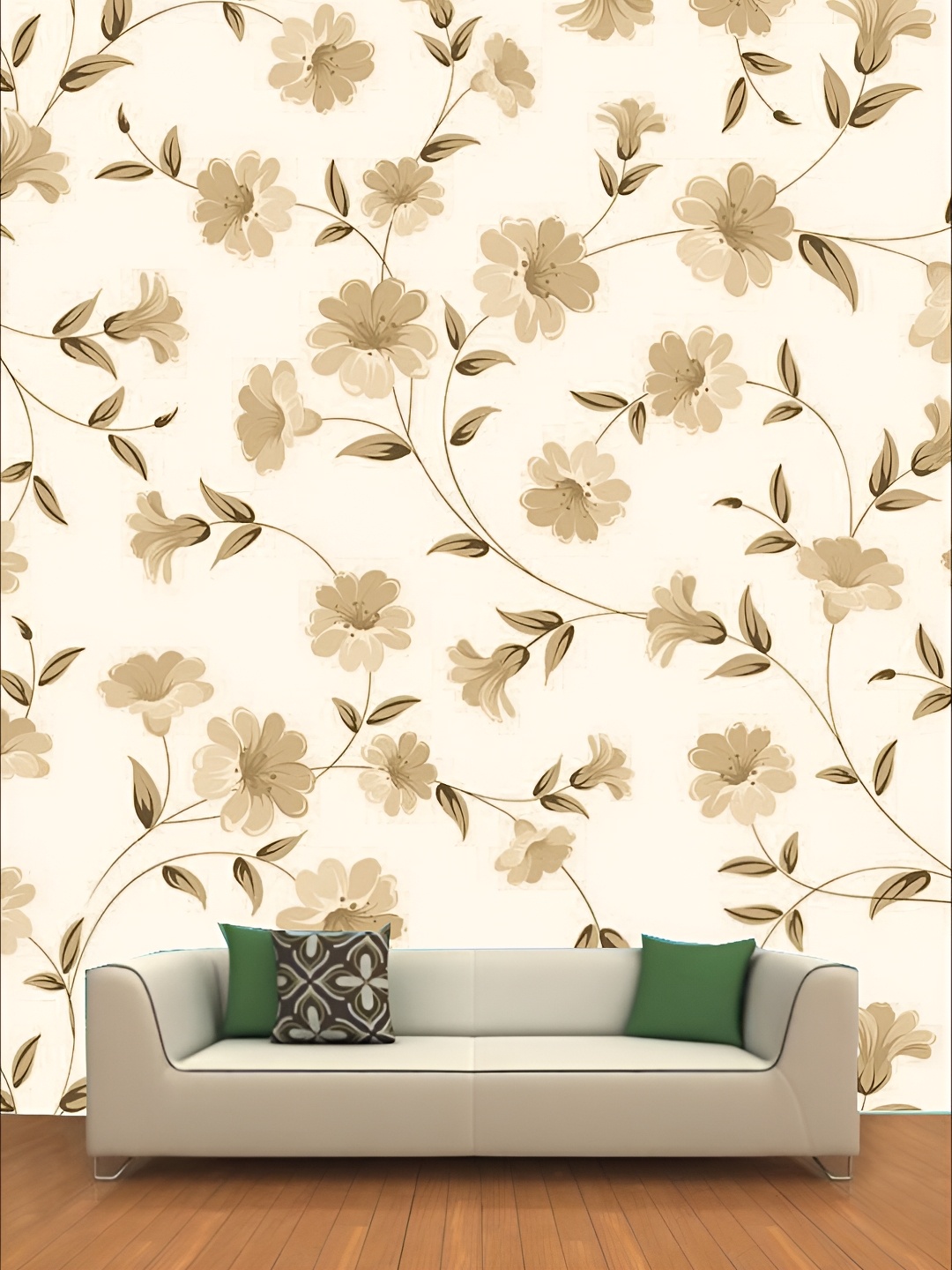 

KSHIRSA Beige & Brown Floral Printed Self-Adhesive Laminated Wallpaper Sticker