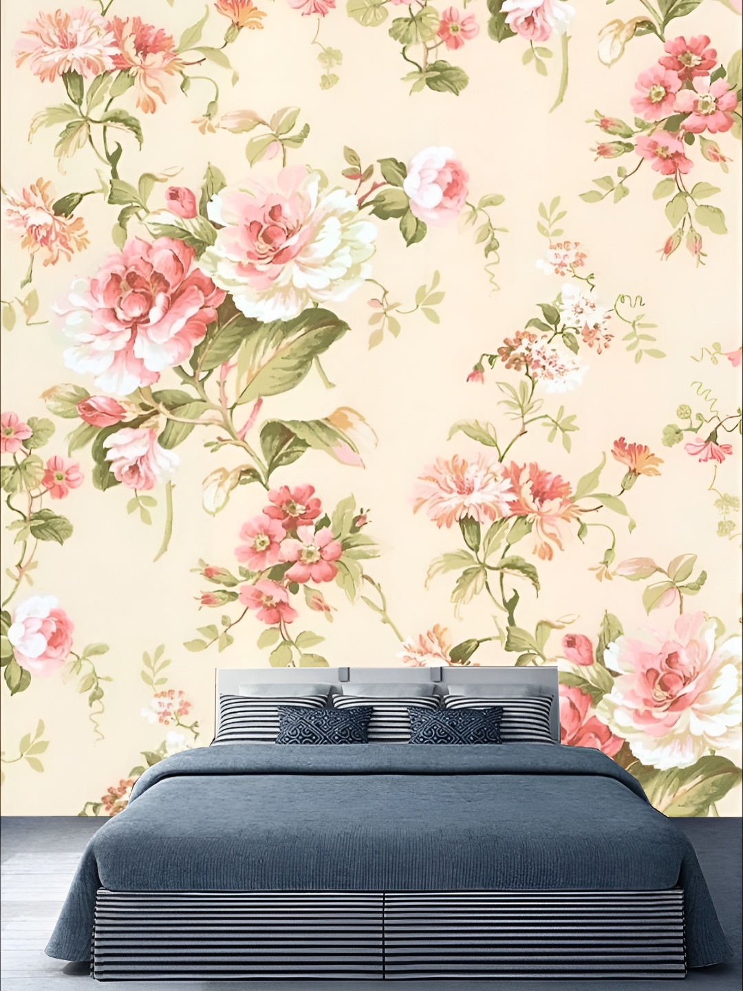 

KSHIRSA Beige & Pink Floral Printed Self-Adhesive Laminated Wallpaper Sticker