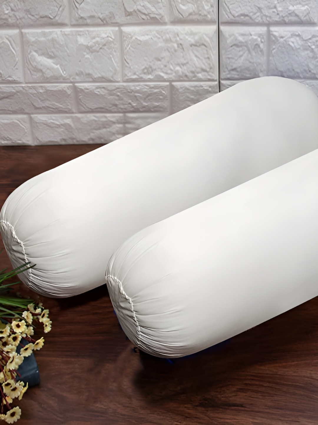 

Homerz Set Of 2 Bolsters Pillow, White