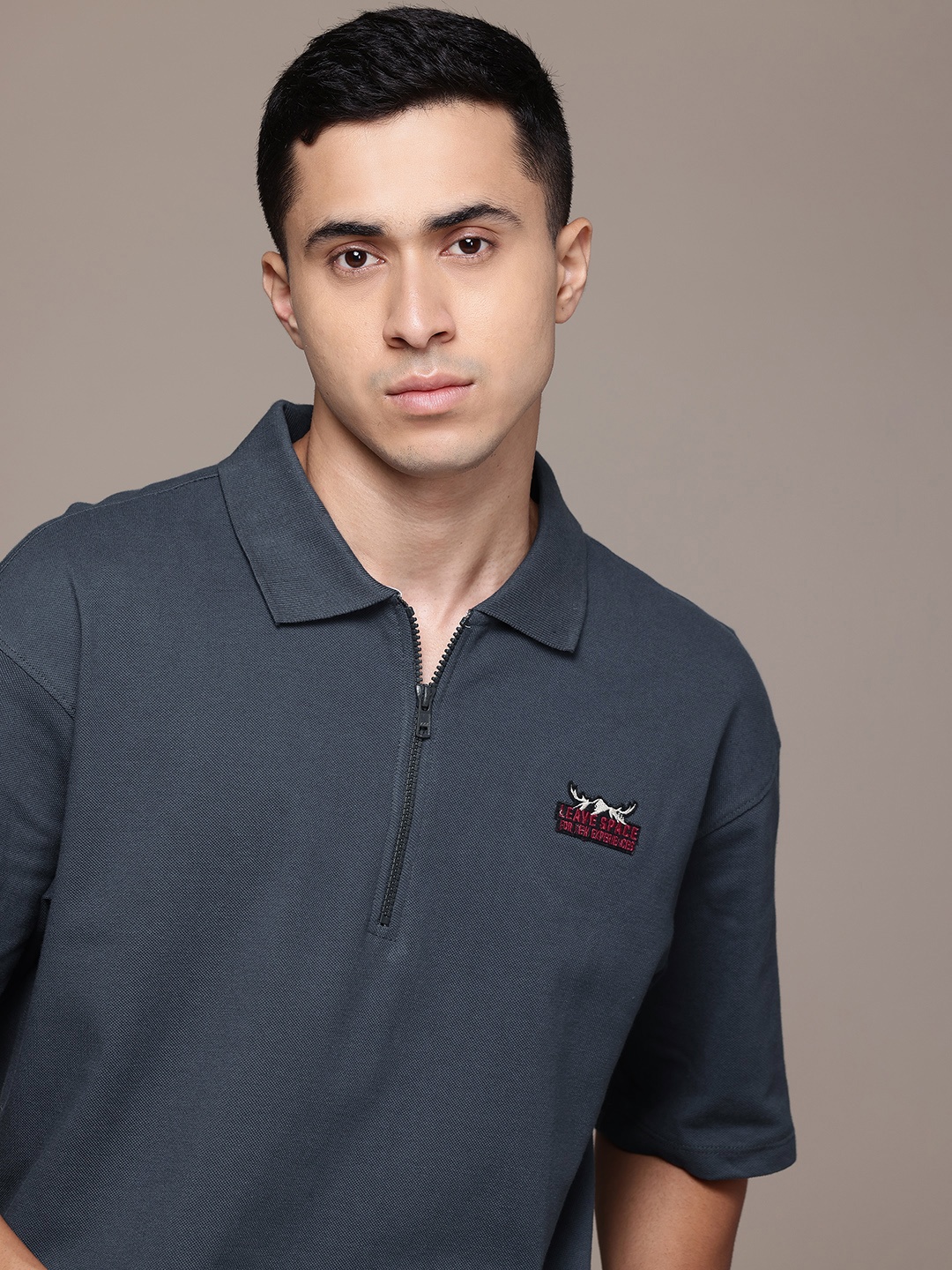 

The Roadster Lifestyle Co. Regular Fit Polo Collar T-Shirt, Grey