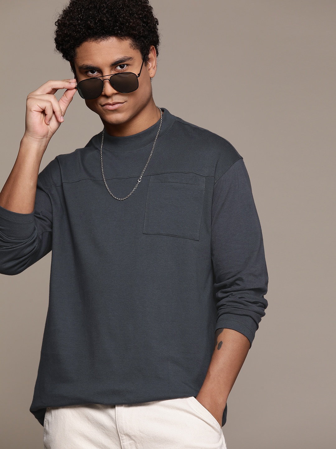 

The Roadster Lifestyle Co. Pure Cotton Relaxed T-shirt, Charcoal