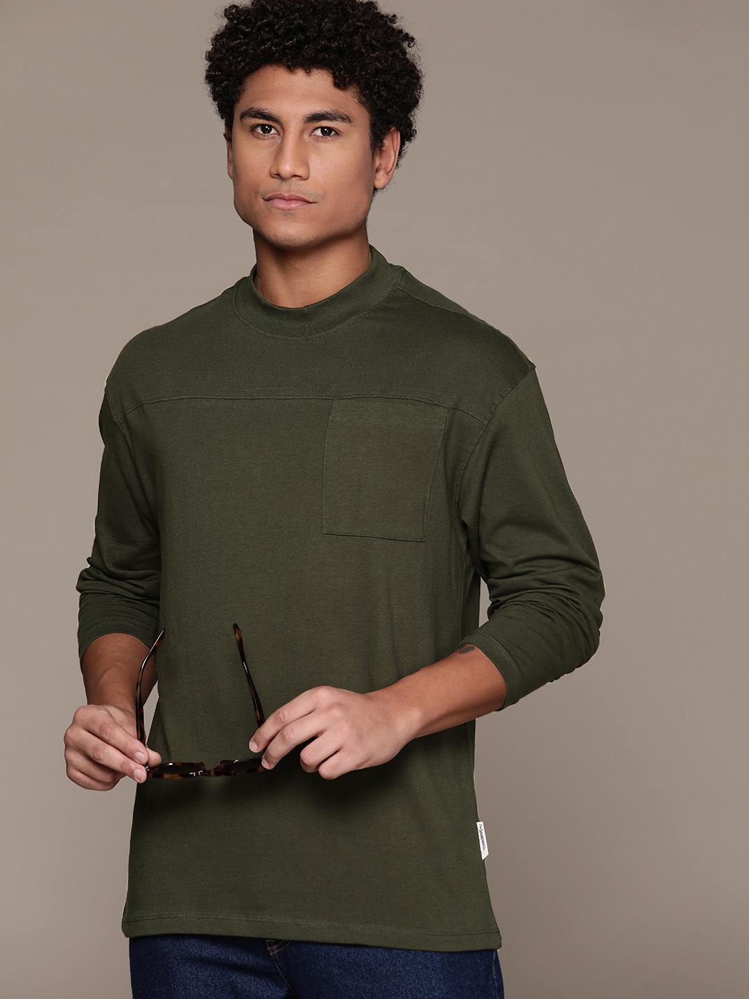 

The Roadster Lifestyle Co. Pure Cotton Relaxed Fit T-shirt, Olive