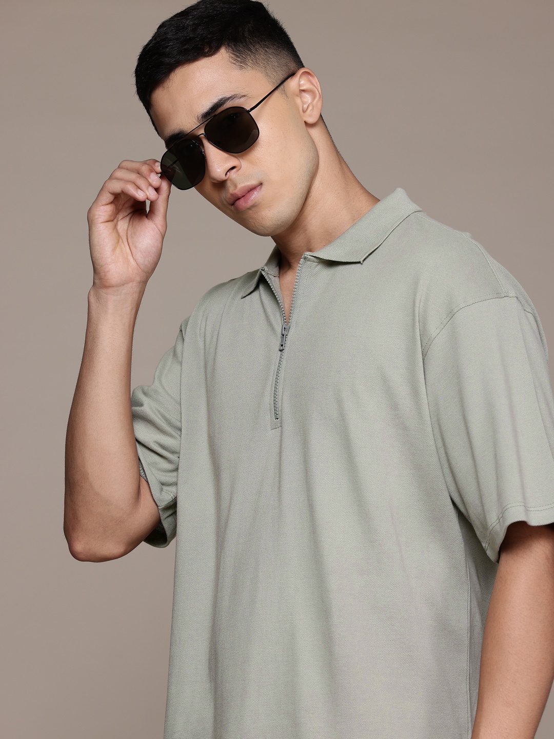 

The Roadster Lifestyle Co. Polo Collar Relaxed Pure Cotton T-shirt, Green