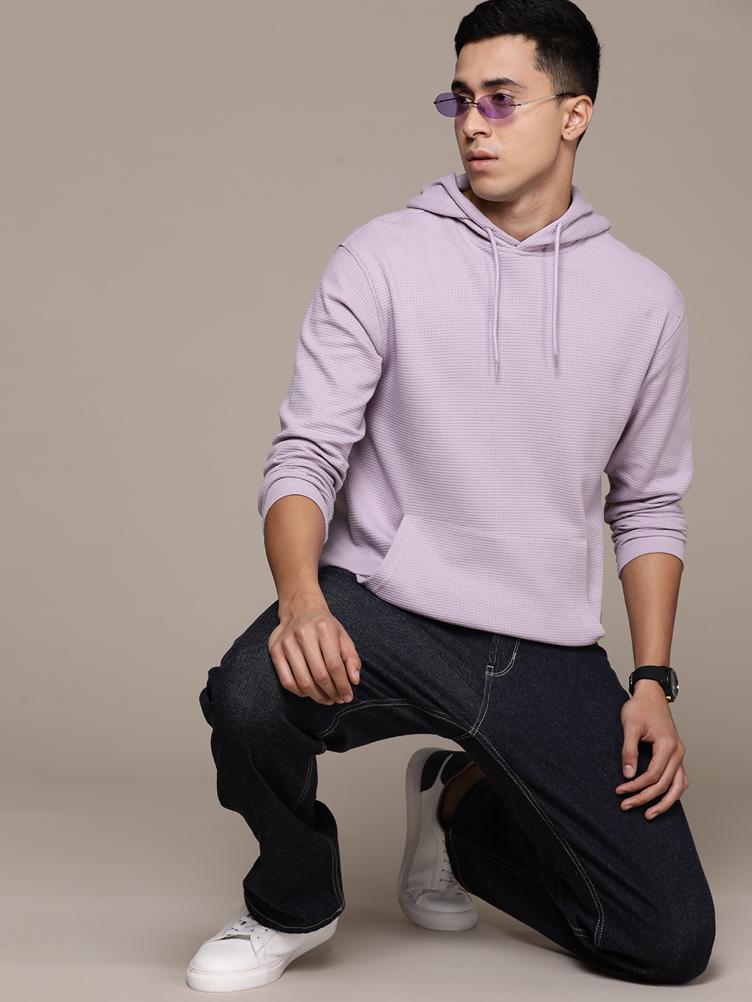 

The Roadster Lifestyle Co. Textured Hooded Relaxed T-shirt, Lavender