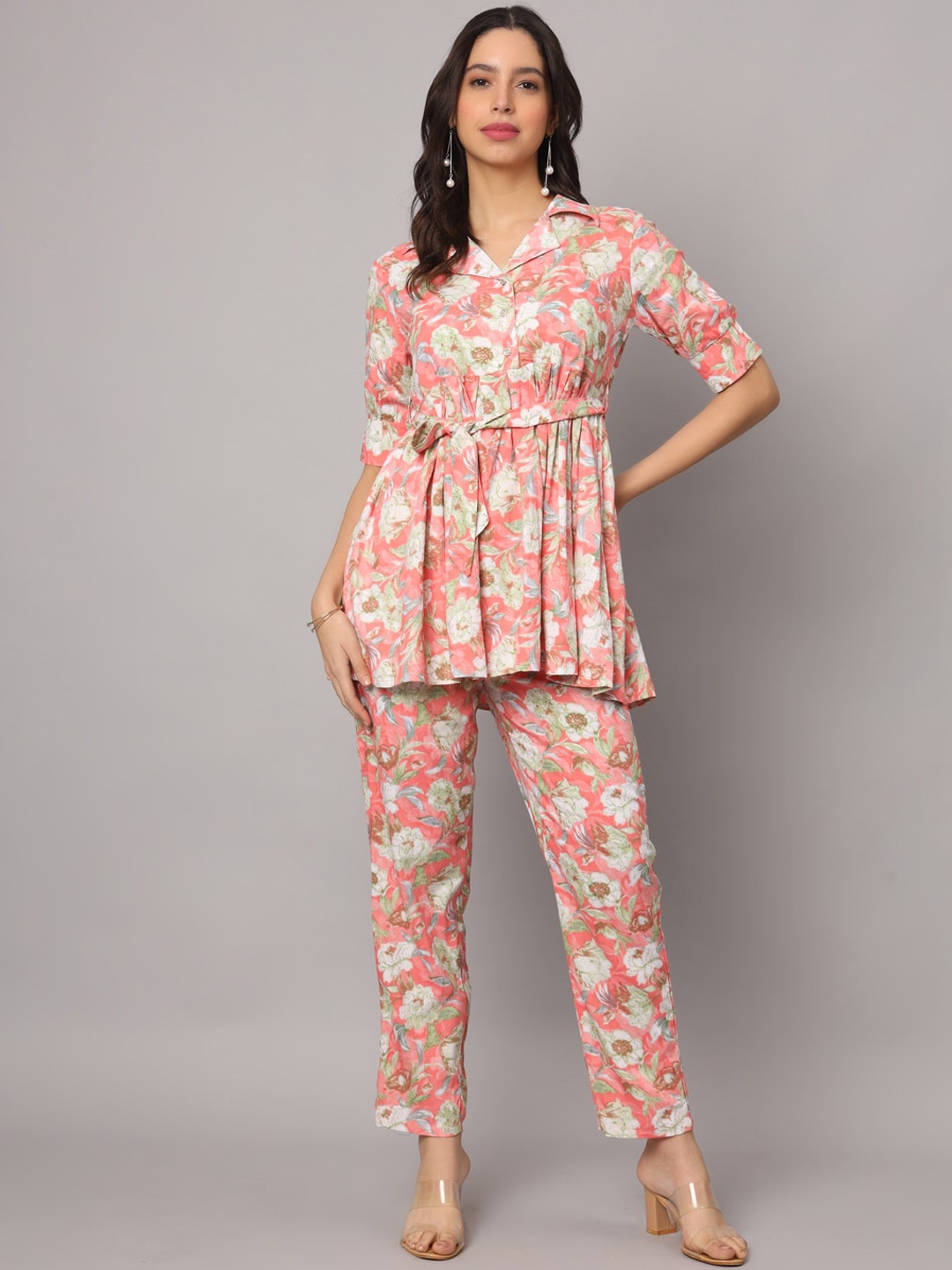 

KALINI Floral Printed Top With Trouser, Pink