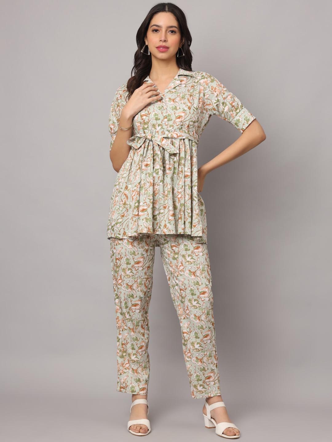 

KALINI Floral Printed Top With Trouser, Green
