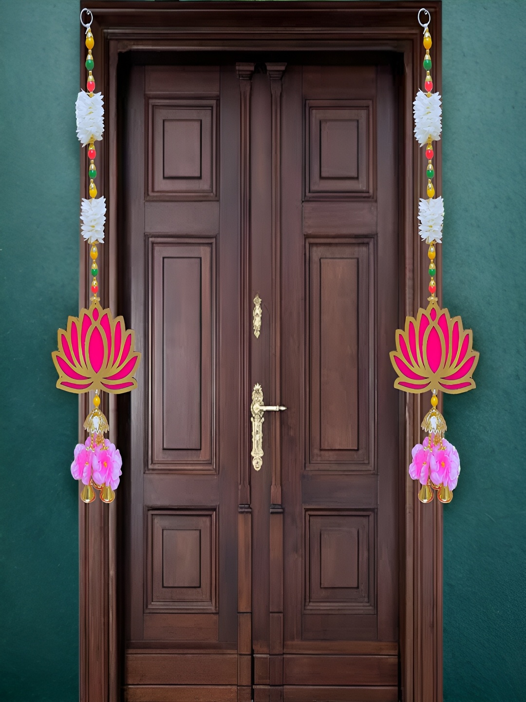 

NARYA TRADITIONAL Pink & White 2 Pcs Wooden Latkan Hanging Wall Decor