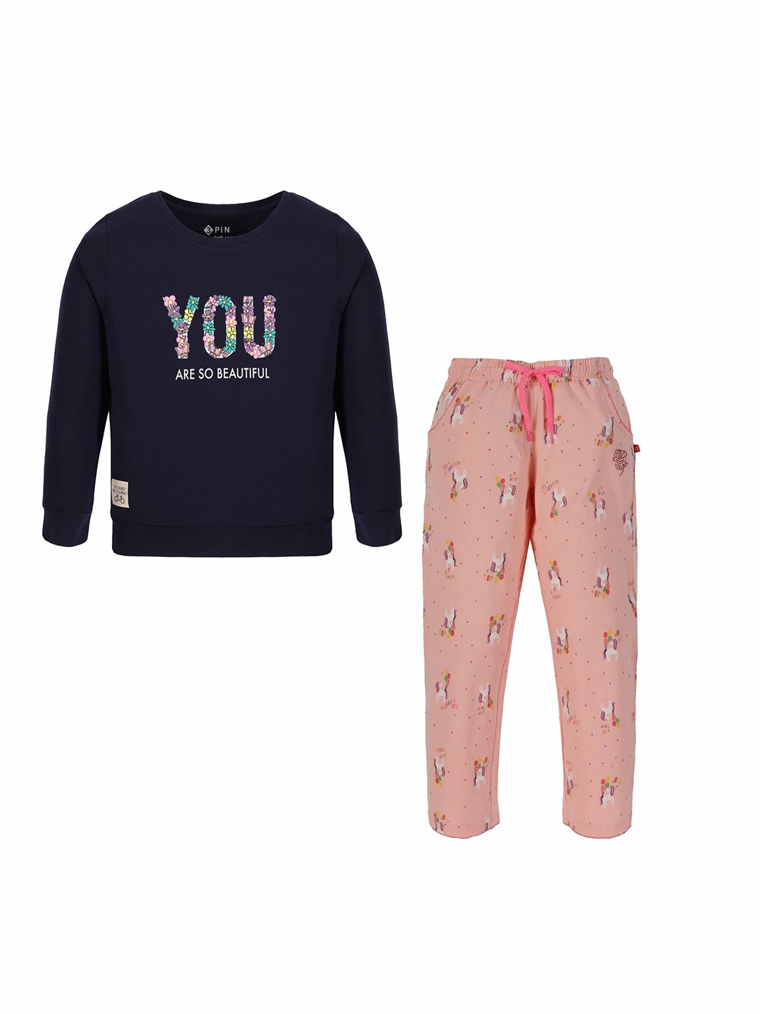

3PIN Girls Printed T-shirt with Trousers, Black