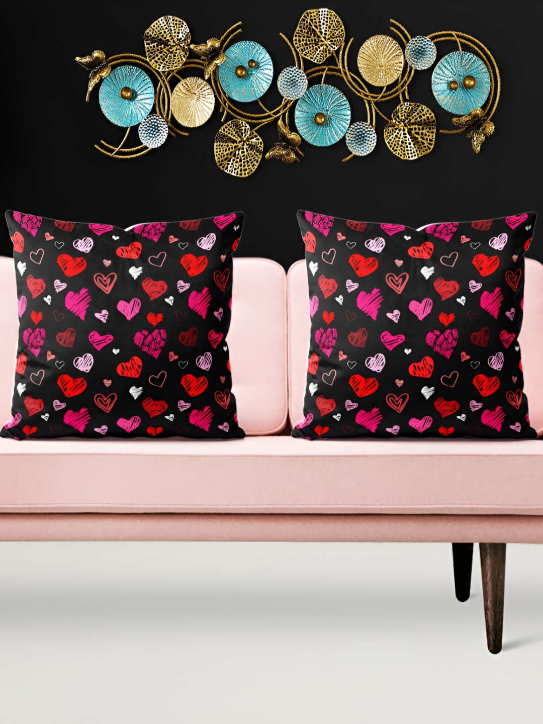 

ArtzFolio Black & Red 5 Pieces Printed Square Cushion Covers