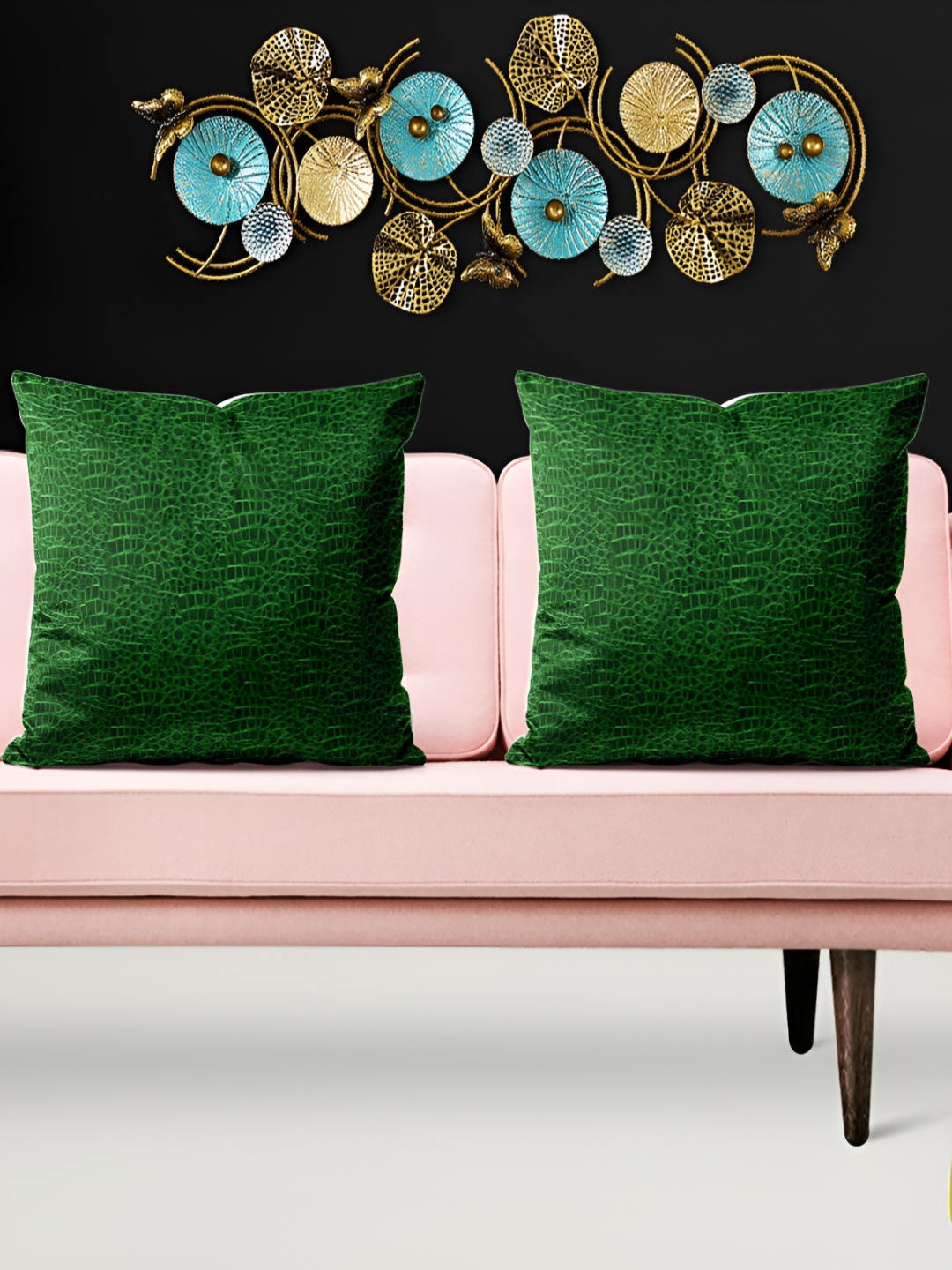 

ArtzFolio Green 5 Pcs Velvet Square Cushion Covers