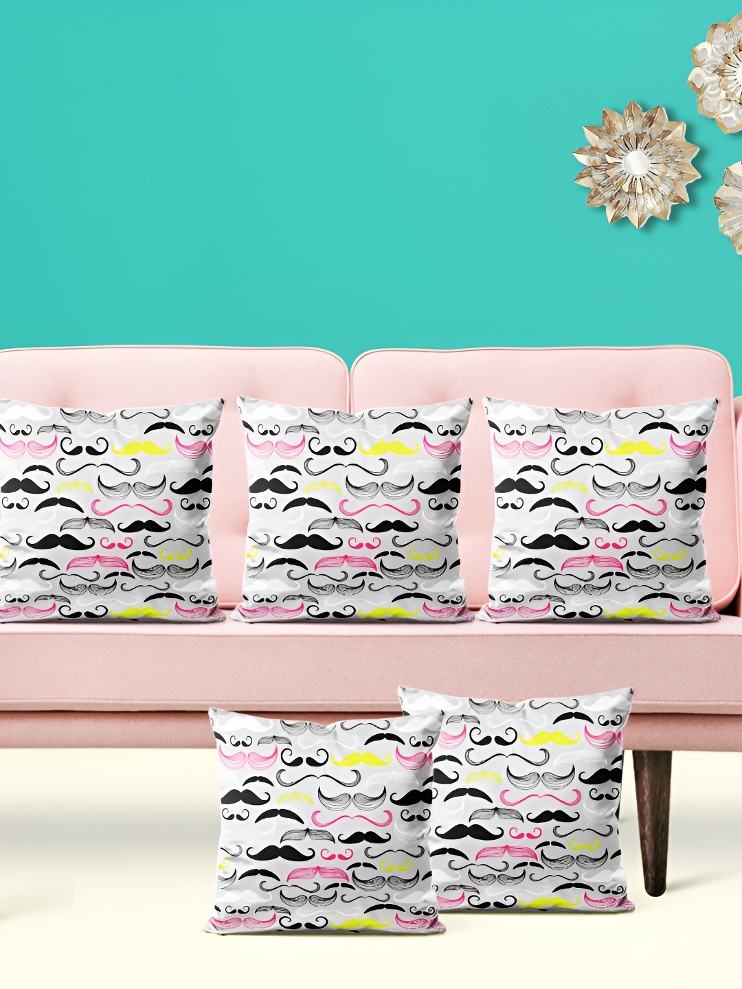 

ArtzFolio White & Pink Abstract Printed Velvet Square Cushion Covers