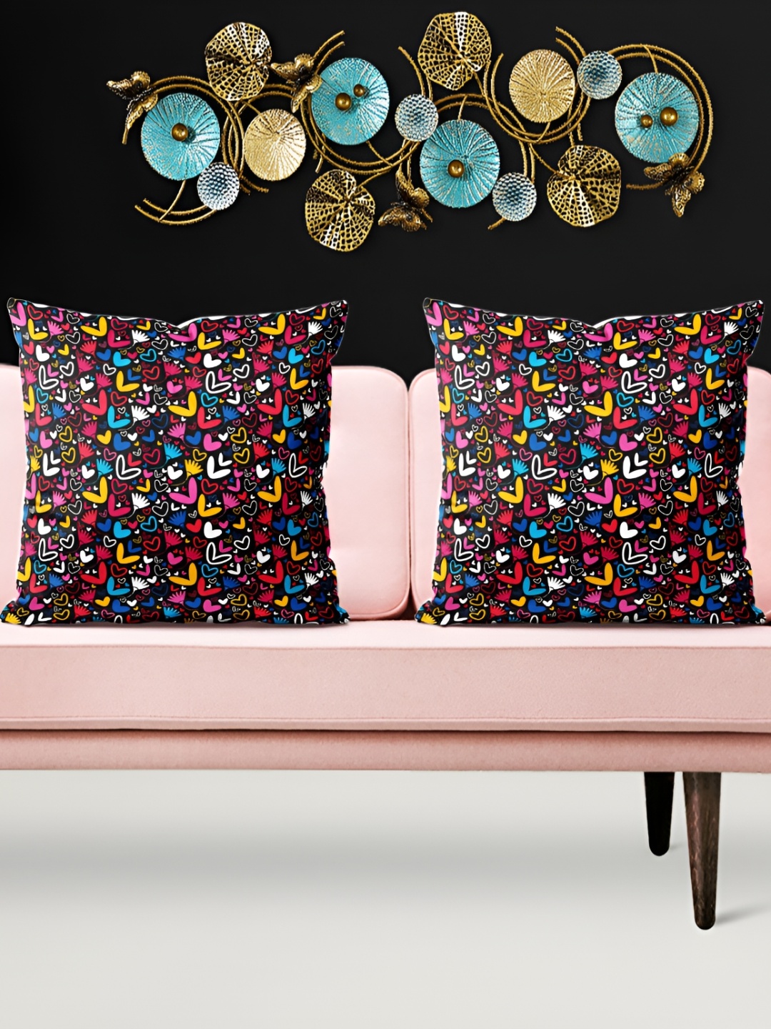 

ArtzFolio Black & Blue 5 Pc Square Cushion Covers