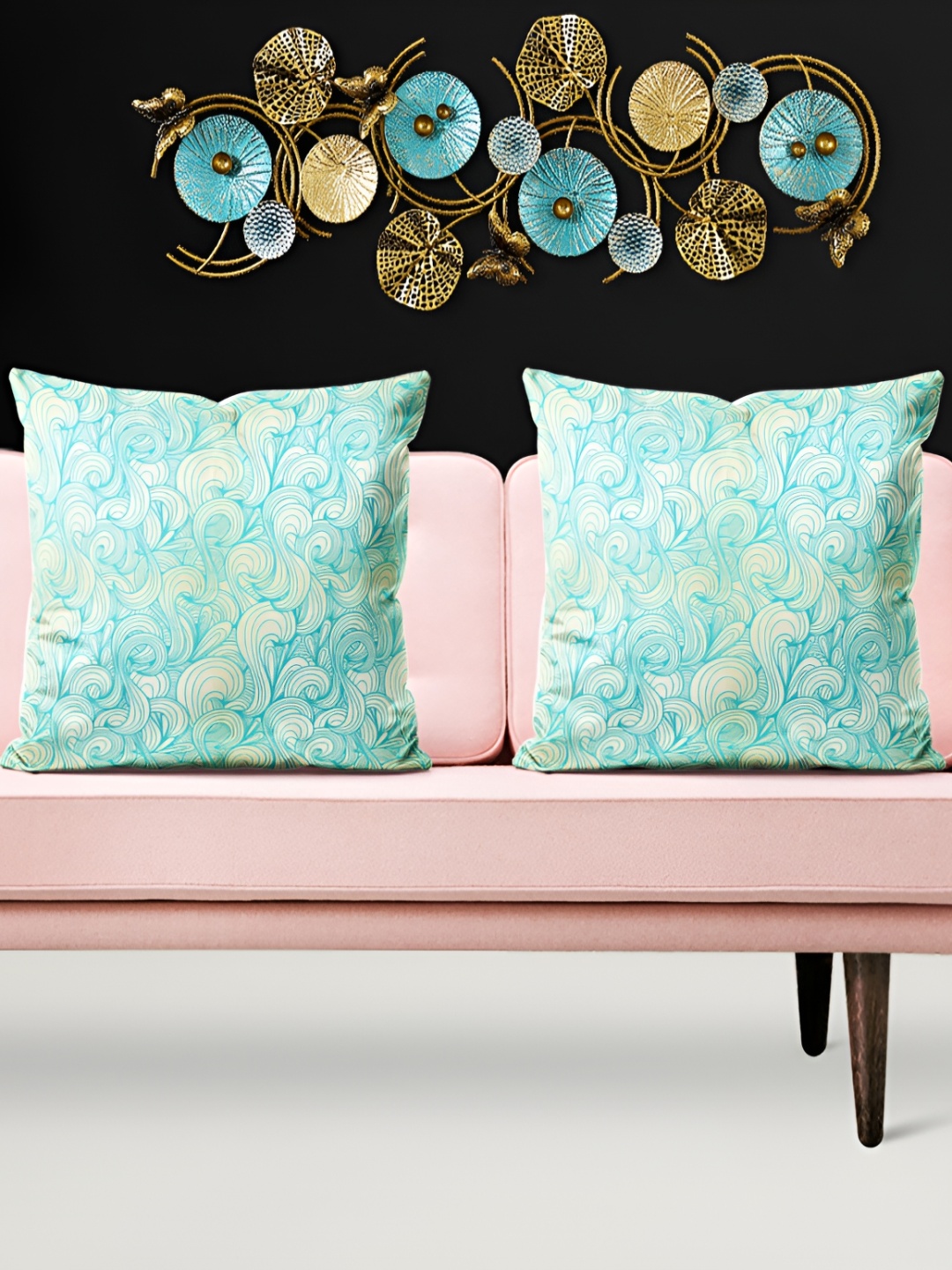 

ArtzFolio White & Blue 5 Pieces Printed Velvet Square Cushion Covers