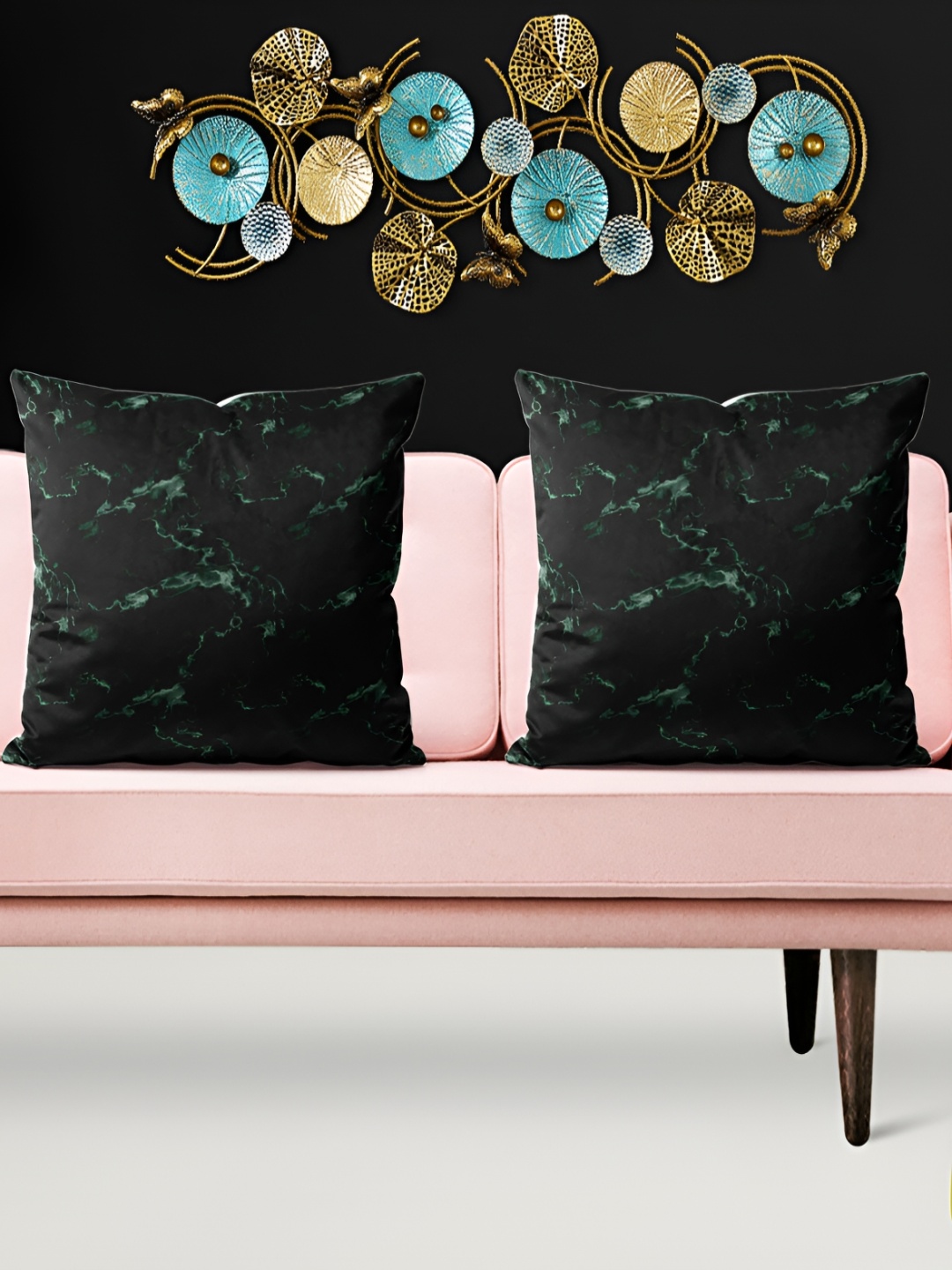 

ArtzFolio Black 5 Pieces Printed Velvet Square Cushion Covers