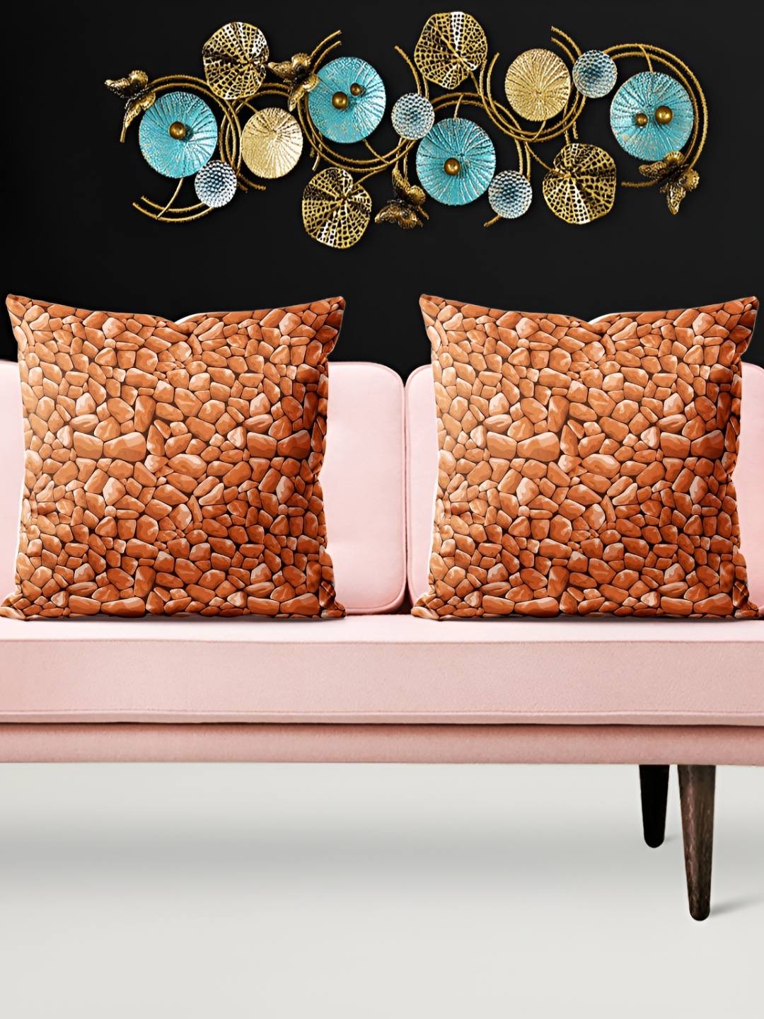 

ArtzFolio Brown & white 5 Pcs Square Cushion Covers