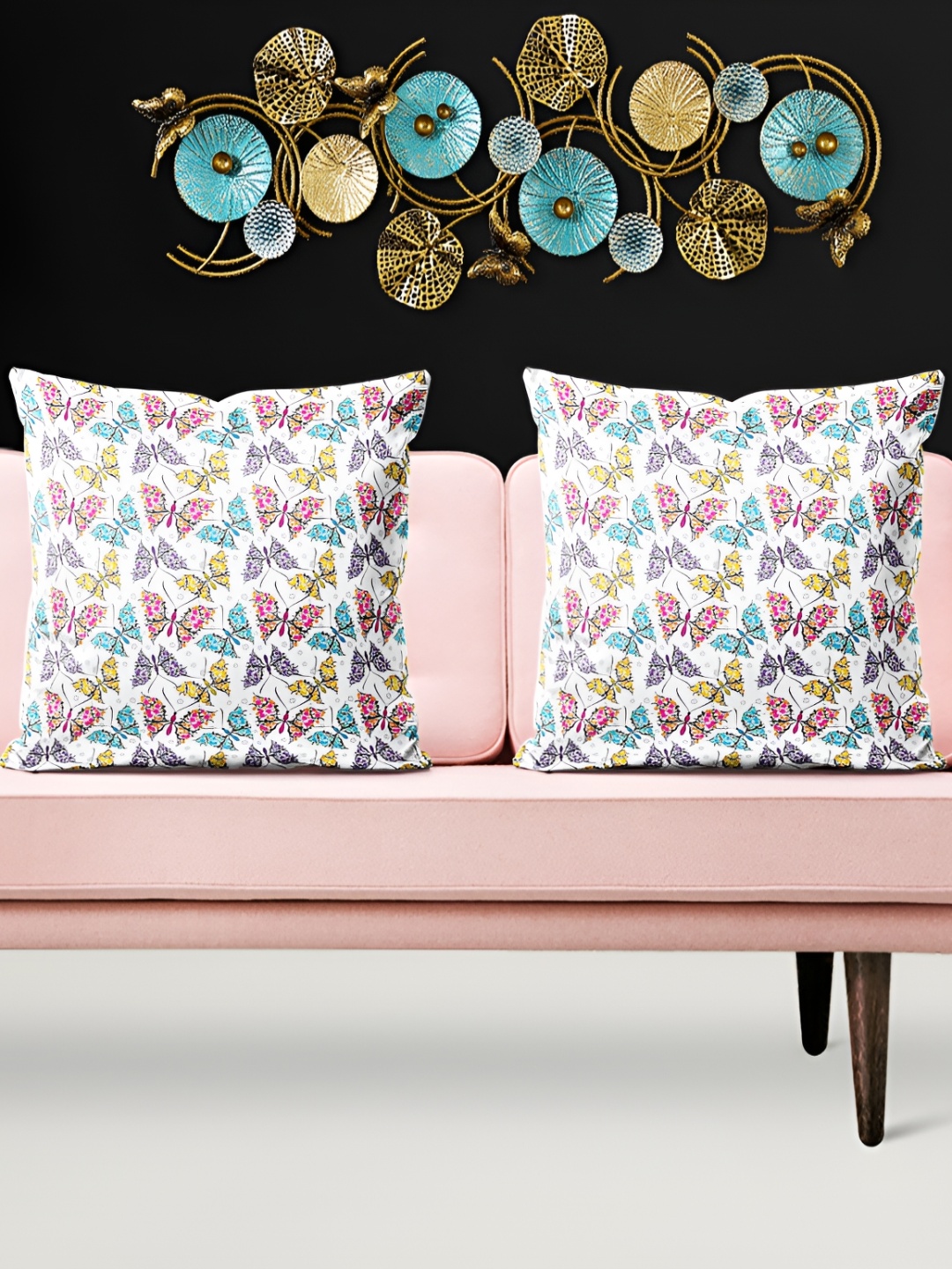 

ArtzFolio Blue & White 5 Pieces Abstract Square Cushion Covers