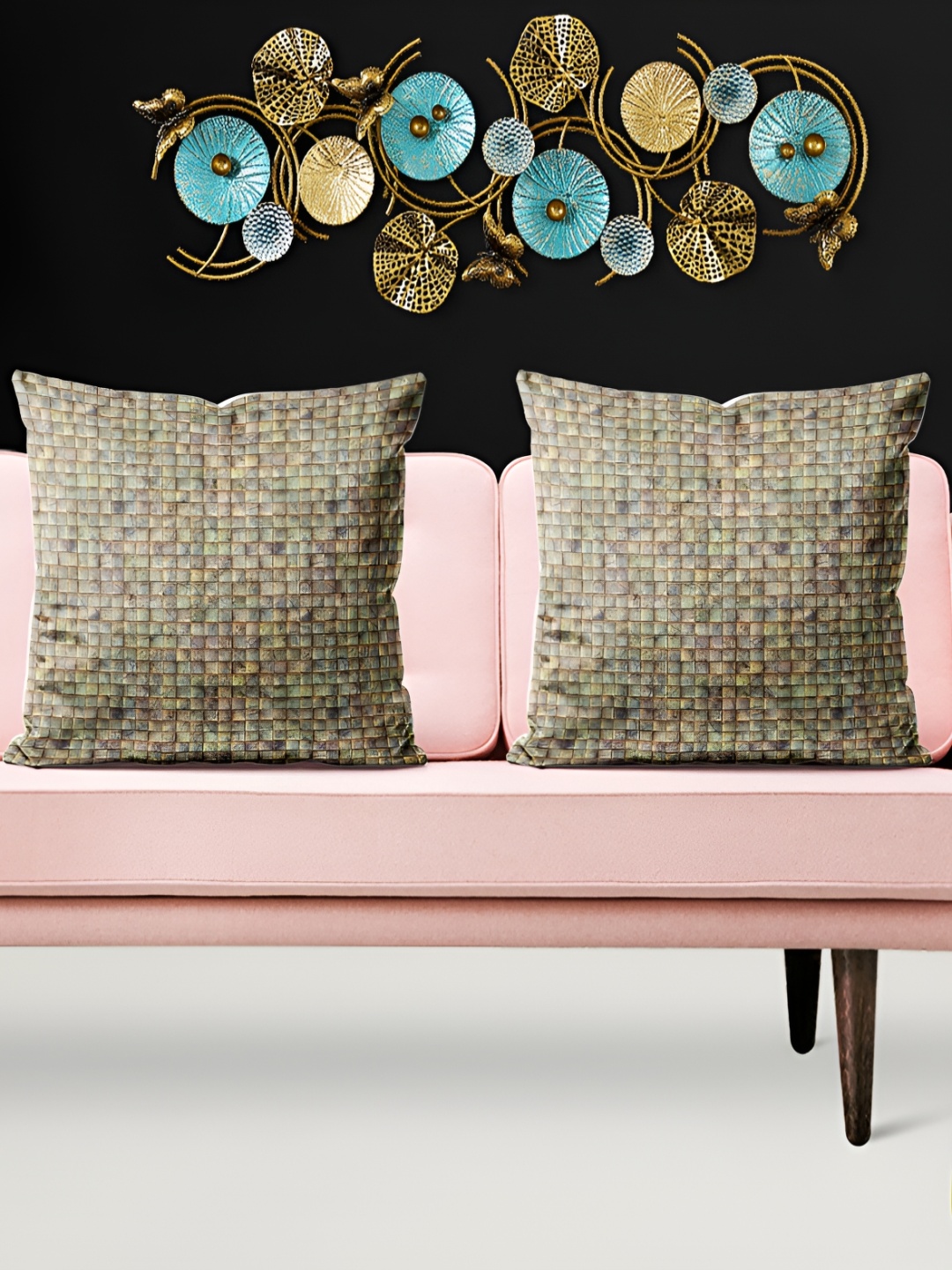 

ArtzFolio Brown & Yellow 5 Pieces Geometric Printed Square Cushion Covers