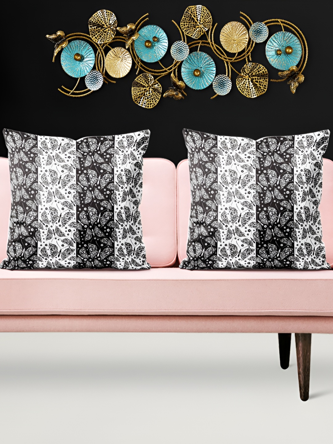 

ArtzFolio Black 5 Pieces Floral Square Cushion Covers